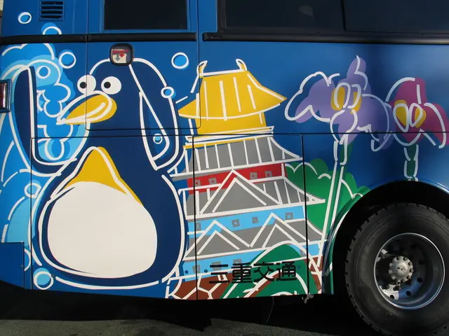 In this image, we can see a bus on the road.